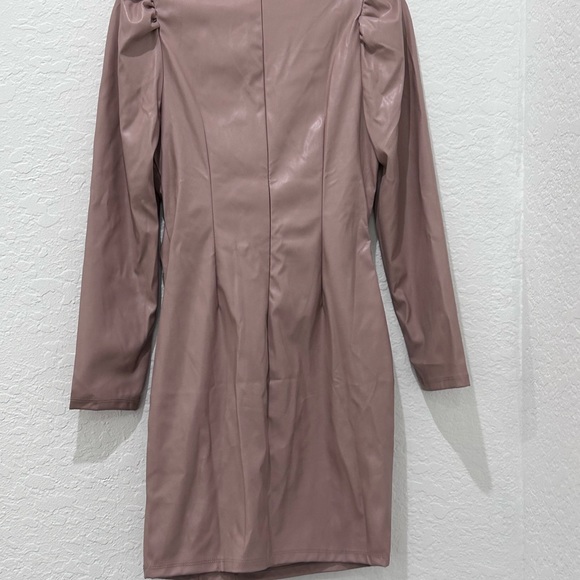 BLASHE • Long Sleeve Mauve Faux Leather Dress • sz Med - Picture 2 of 7